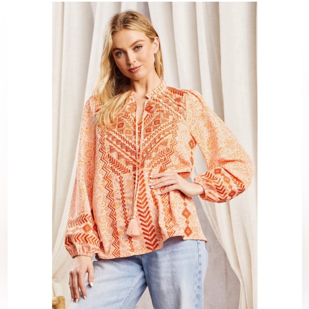 Savanna Jane tunic top with bubble sleeves